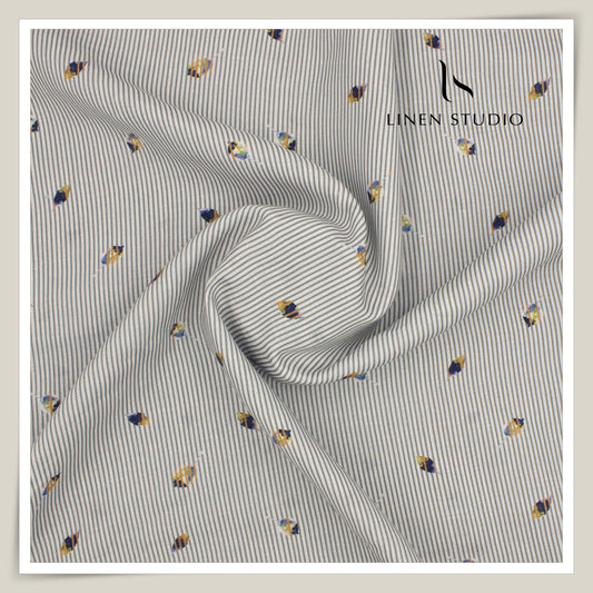 Burgoyne Pure Linen Digital Print - Striped Leaf (45% SALE)