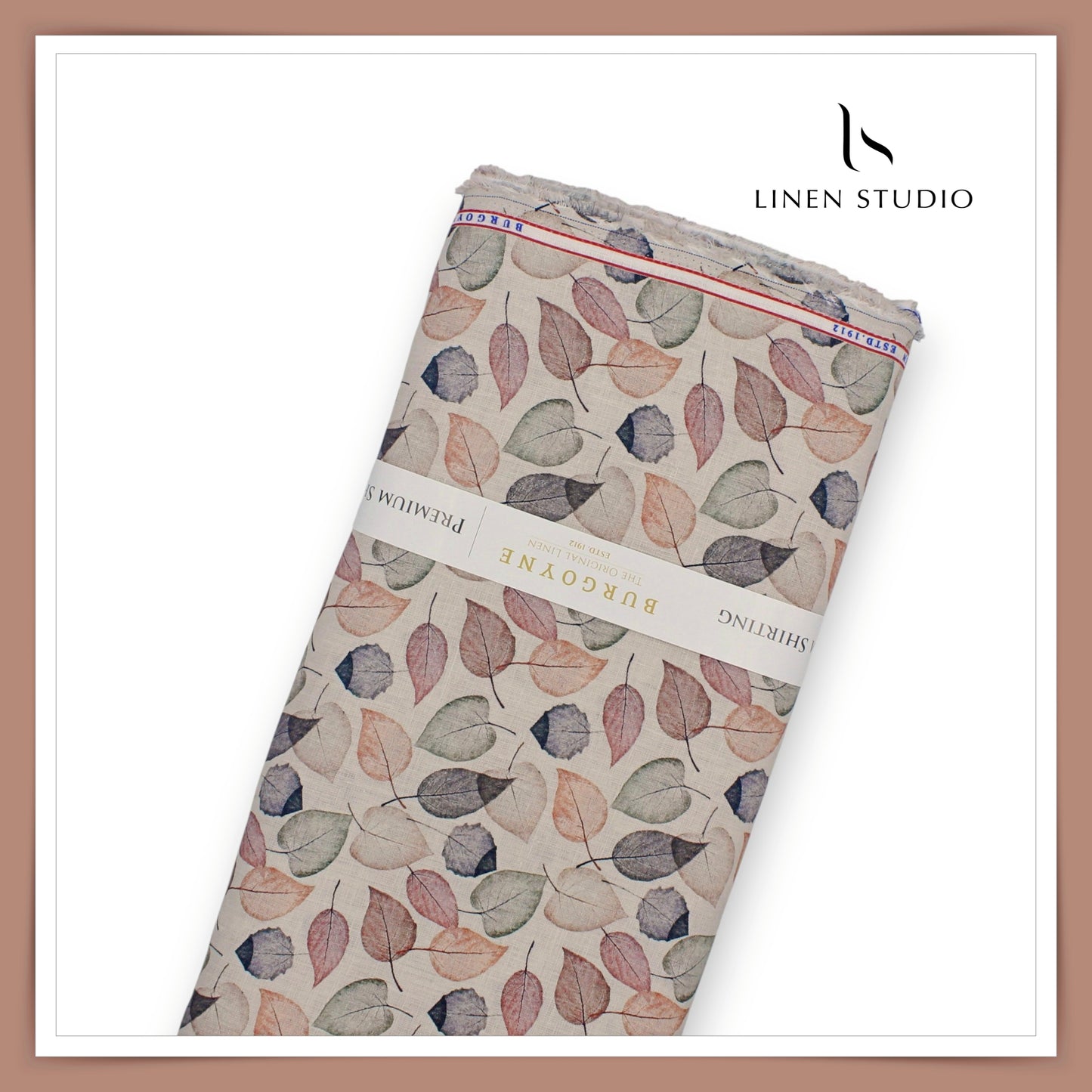 Burgoyne 70 Lea Premium Linen Digital Printed Shirting - Multicolour Leaf (NEW)