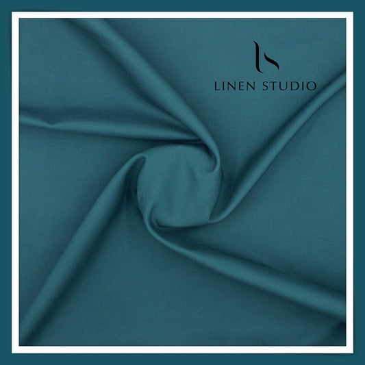 3 Ply 50's Count Plain Cotton Suiting by Burgoyne Ireland - Blueish Cyan
