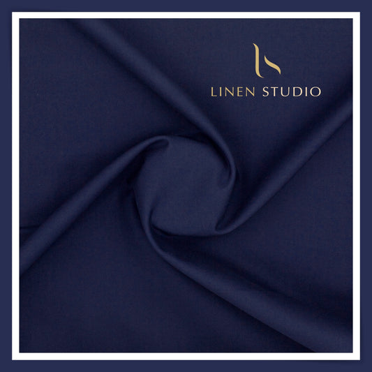 3 Ply 50's Count Plain Cotton Suiting by Burgoyne Ireland - Nile Blue