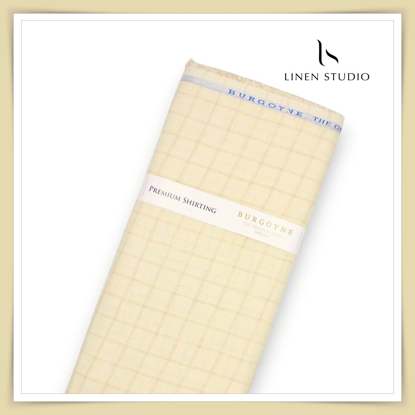 70 Lea Luxury Shirting by Burgoyne - Pale Almond Checks (NEW)