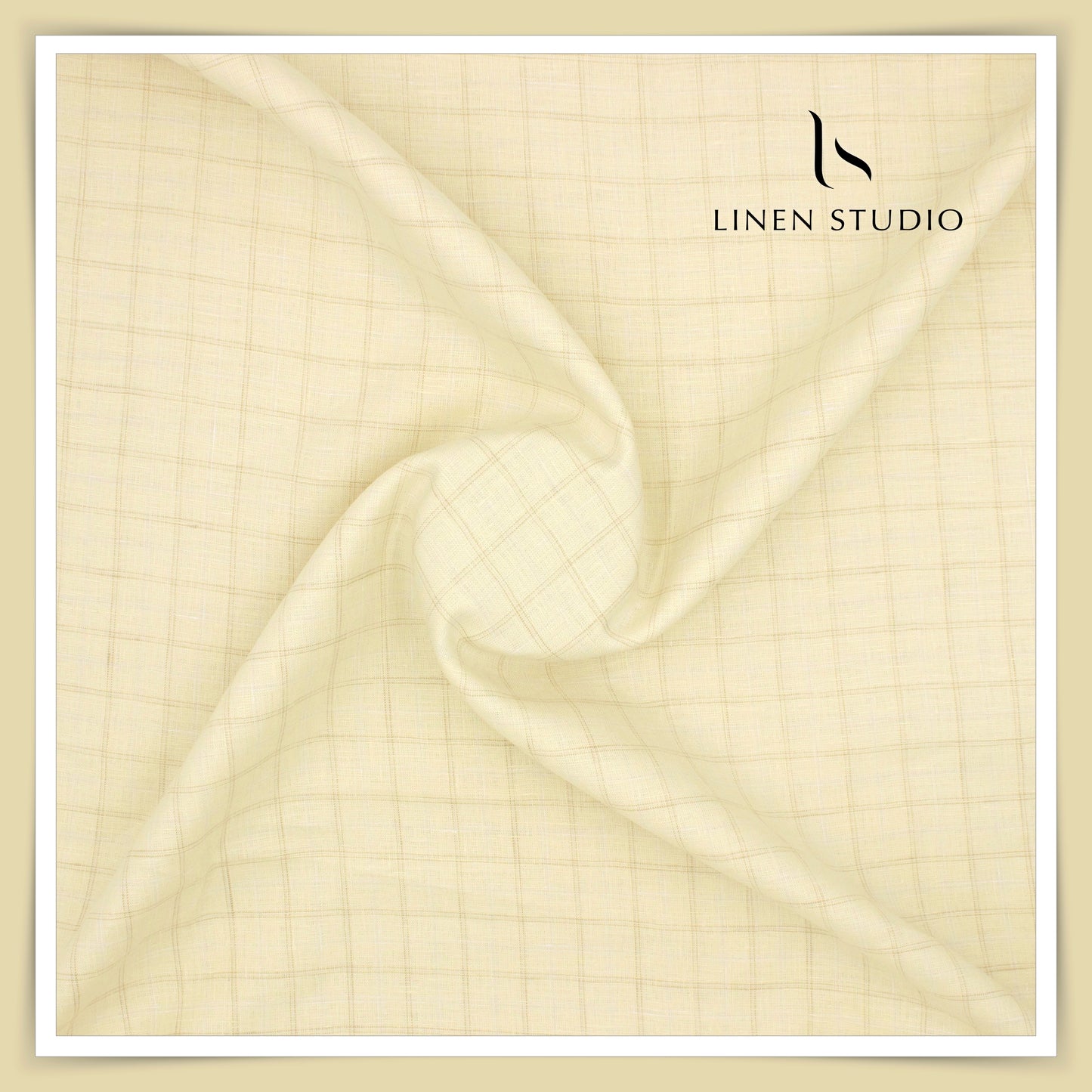 70 Lea Luxury Shirting by Burgoyne - Pale Almond Checks (NEW)