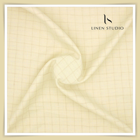 70 Lea Luxury Shirting by Burgoyne - Pale Almond Checks (NEW)
