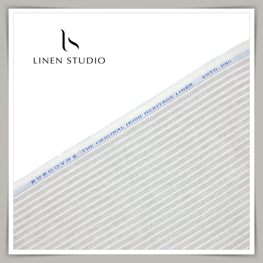 70 Lea Luxury Shirting by Burgoyne - Soft Natural Stripes (NEW)
