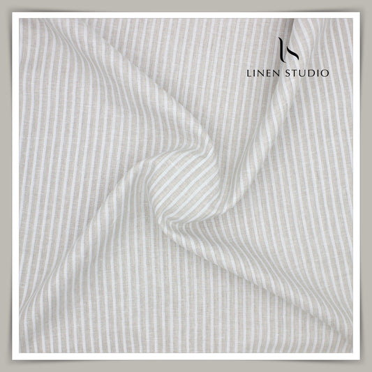 70 Lea Luxury Shirting by Burgoyne - Soft Natural Stripes (NEW)