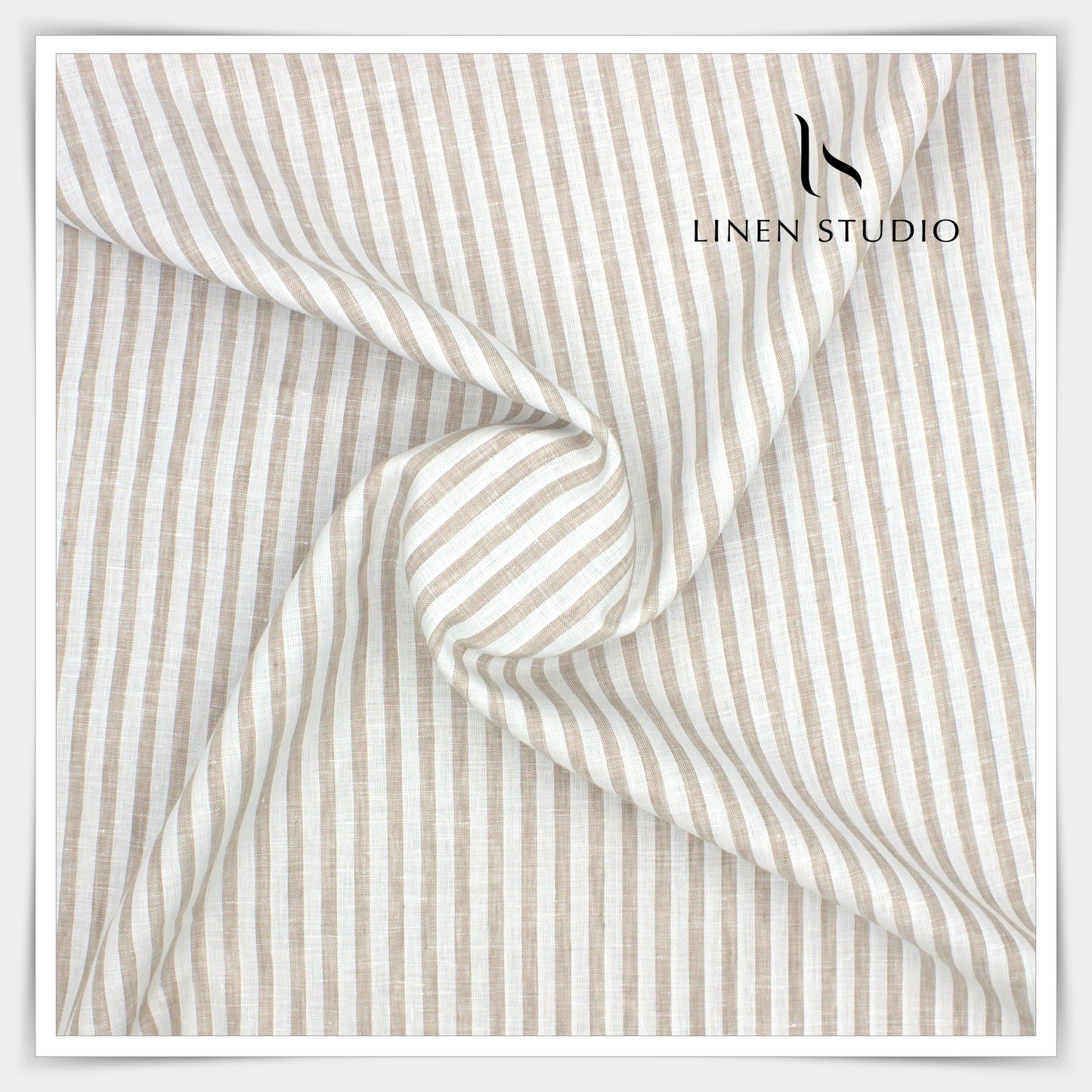 70 Lea Luxury Shirting by Burgoyne - Off White Natural Stripes (NEW)