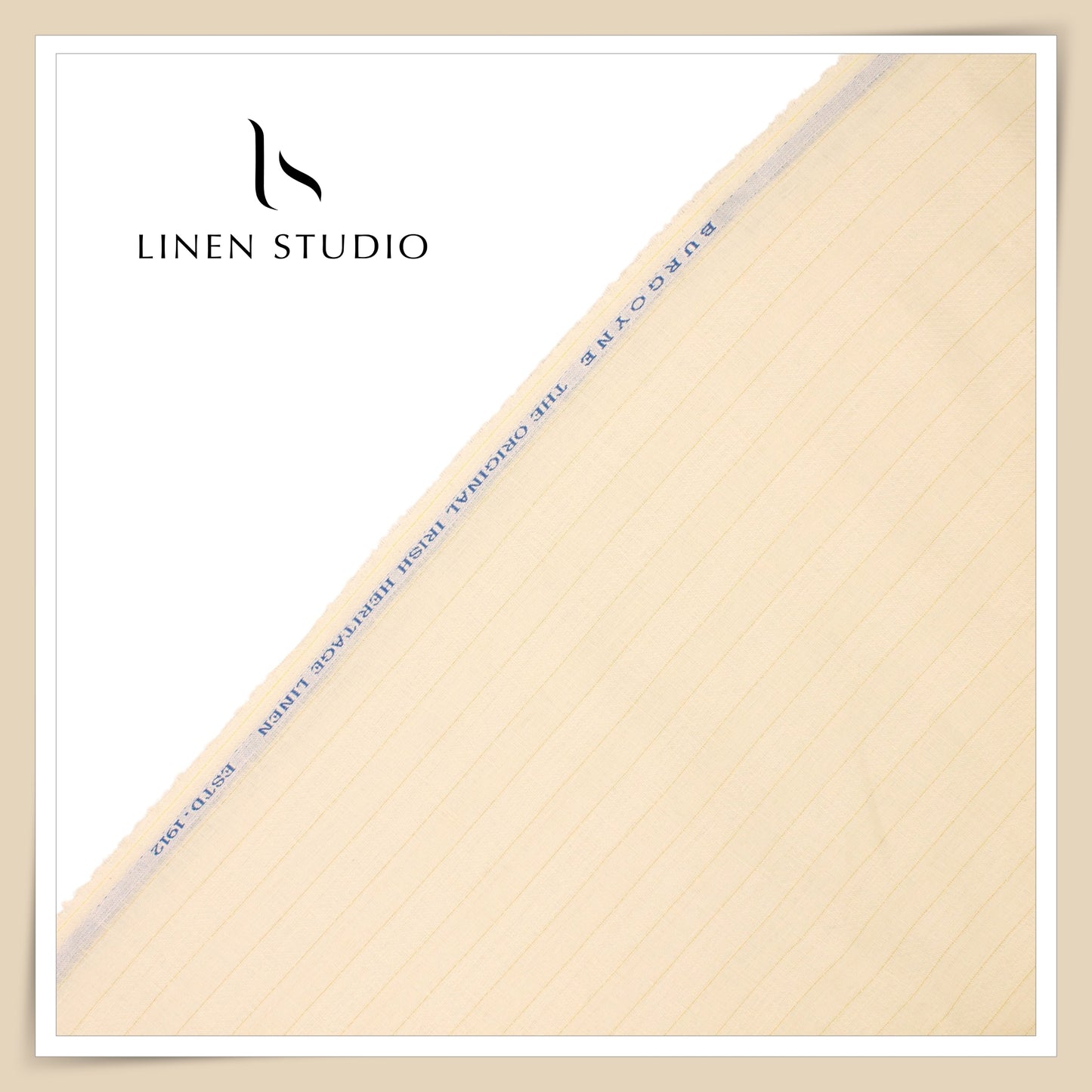 Burgoyne 60 Lea Pure Linen Lurex Shirting - Cream with Golden Zari & Dobby (NEW) (Zoom In)