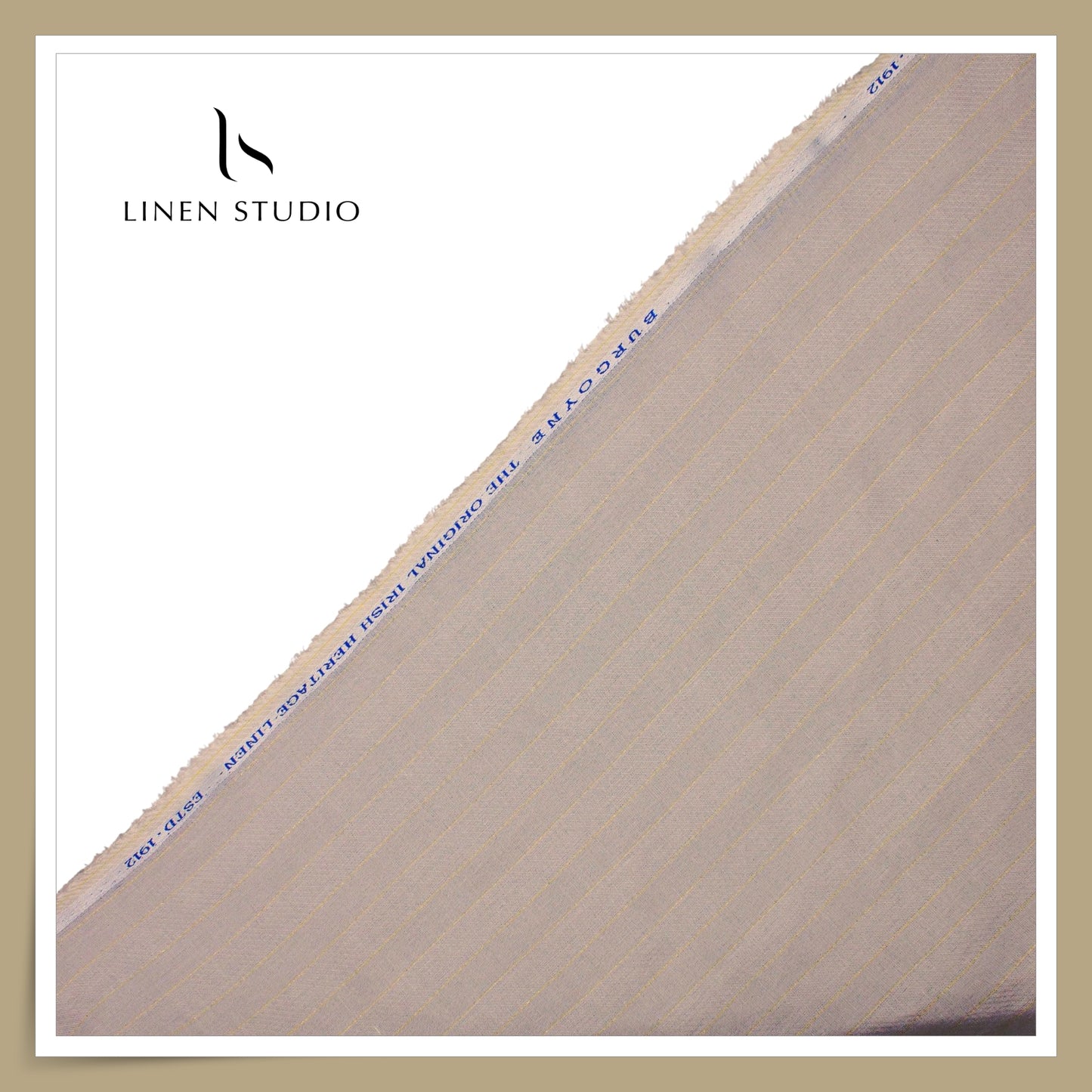 Burgoyne 60 Lea Pure Linen Shirting - Silver Chalice Gold Zari Stripes (NEW) (Zoom In)