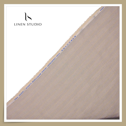 Burgoyne 60 Lea Pure Linen Shirting - Silver Chalice Gold Zari Stripes (NEW) (Zoom In)