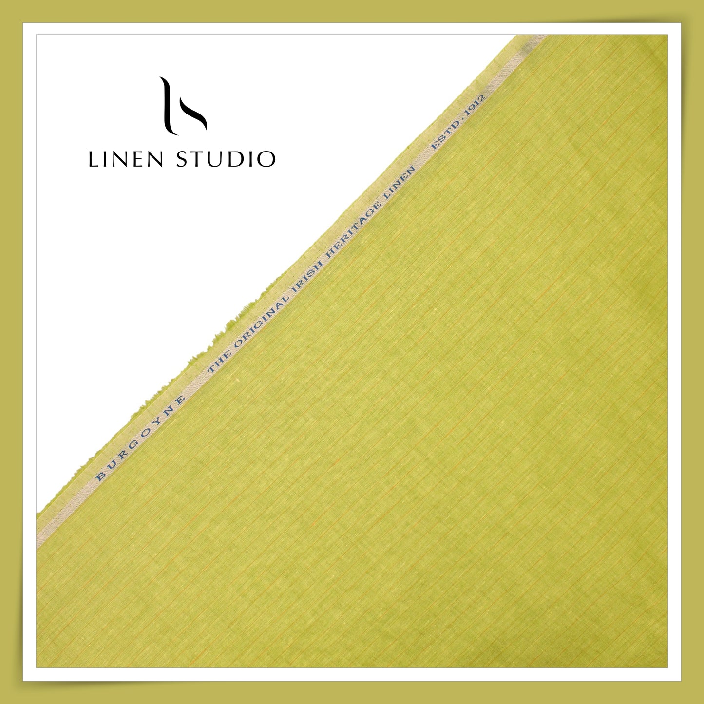 Burgoyne 60 Lea Pure Linen Shirting - Willow Green Stripes (NEW)