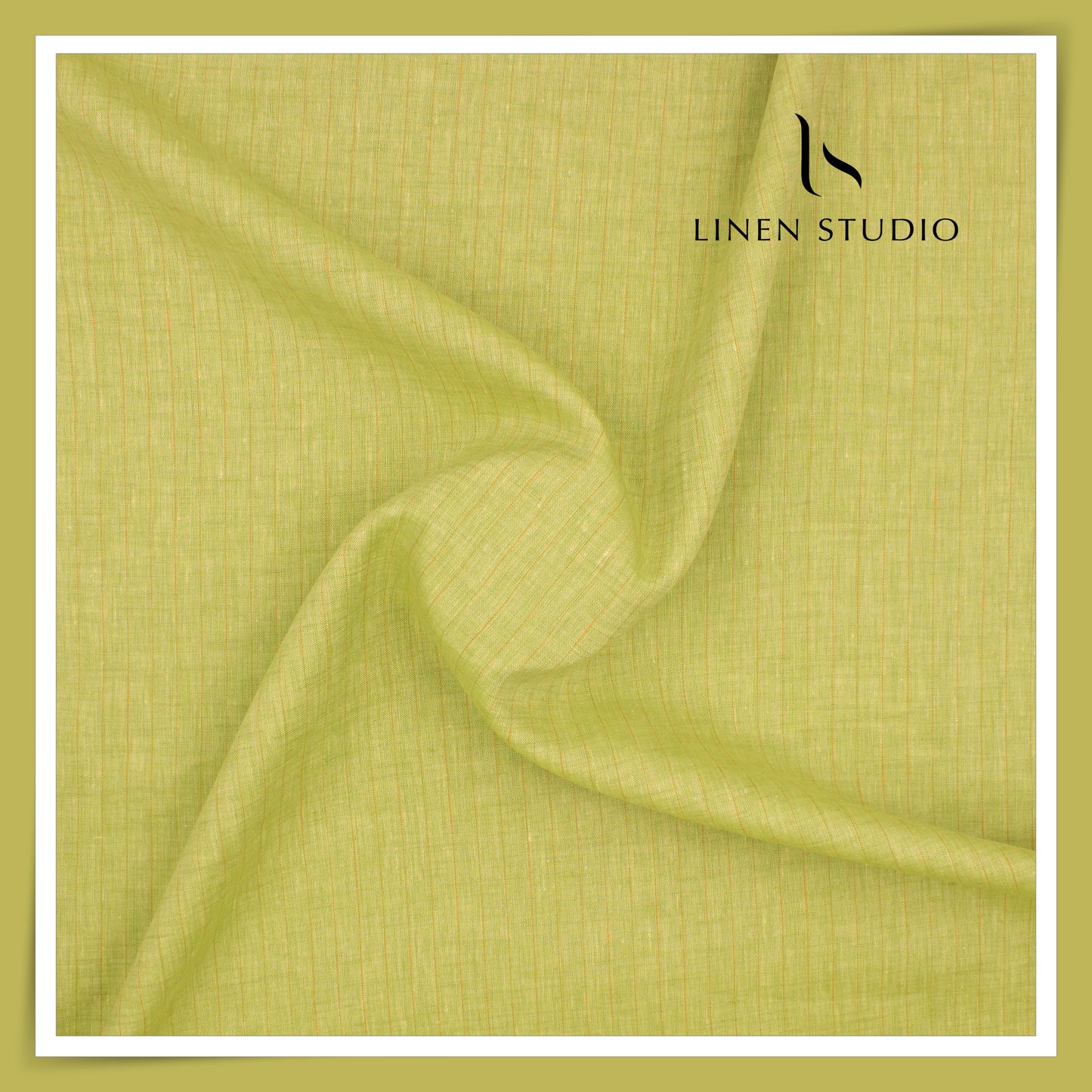 Burgoyne 60 Lea Pure Linen Shirting - Willow Green Stripes (NEW)