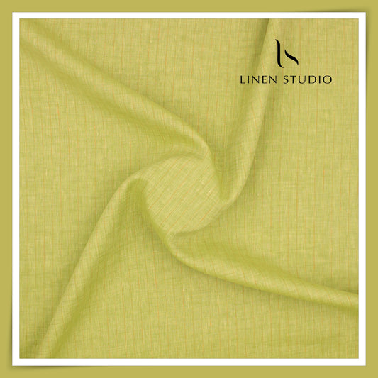 Burgoyne 60 Lea Pure Linen Shirting - Willow Green Stripes (NEW)