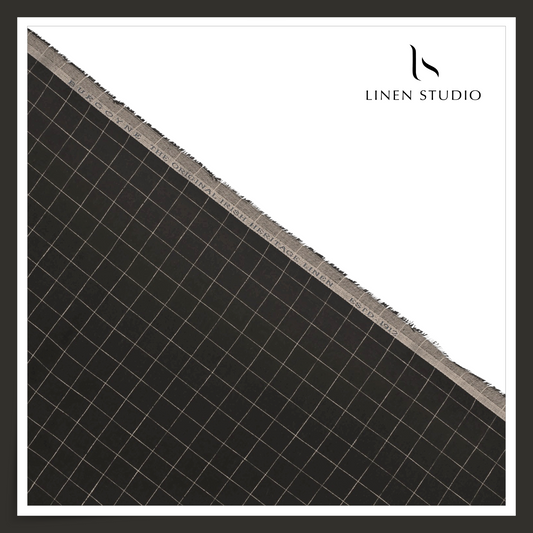 Burgoyne 60 Lea Pure Linen Shirting - Black & White Evergreen Small Checks (NEW)