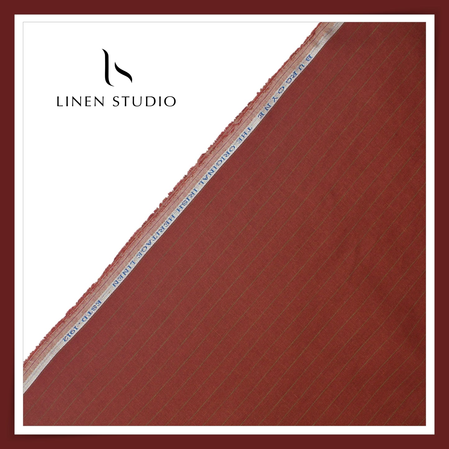 Burgoyne 60 Lea Pure Linen Shirting - Burnt Umber Stripes (NEW)