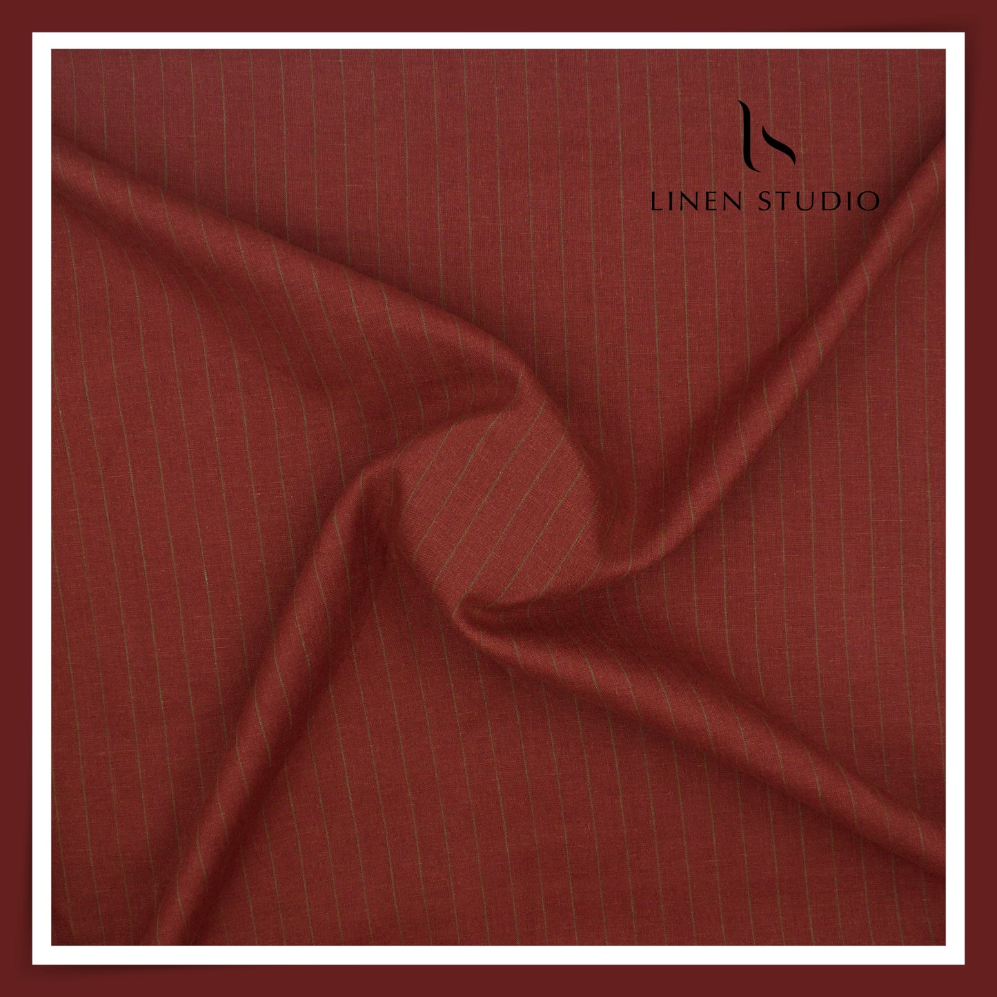 Burgoyne 60 Lea Pure Linen Shirting - Burnt Umber Stripes (NEW)