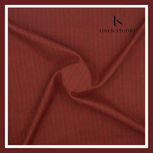 Burgoyne 60 Lea Pure Linen Shirting - Burnt Umber Stripes (NEW)