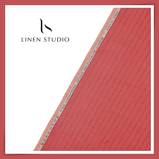 60 Lea Pure Linen Shirting by Burgoyne - Vale Rose Stripes (NEW)