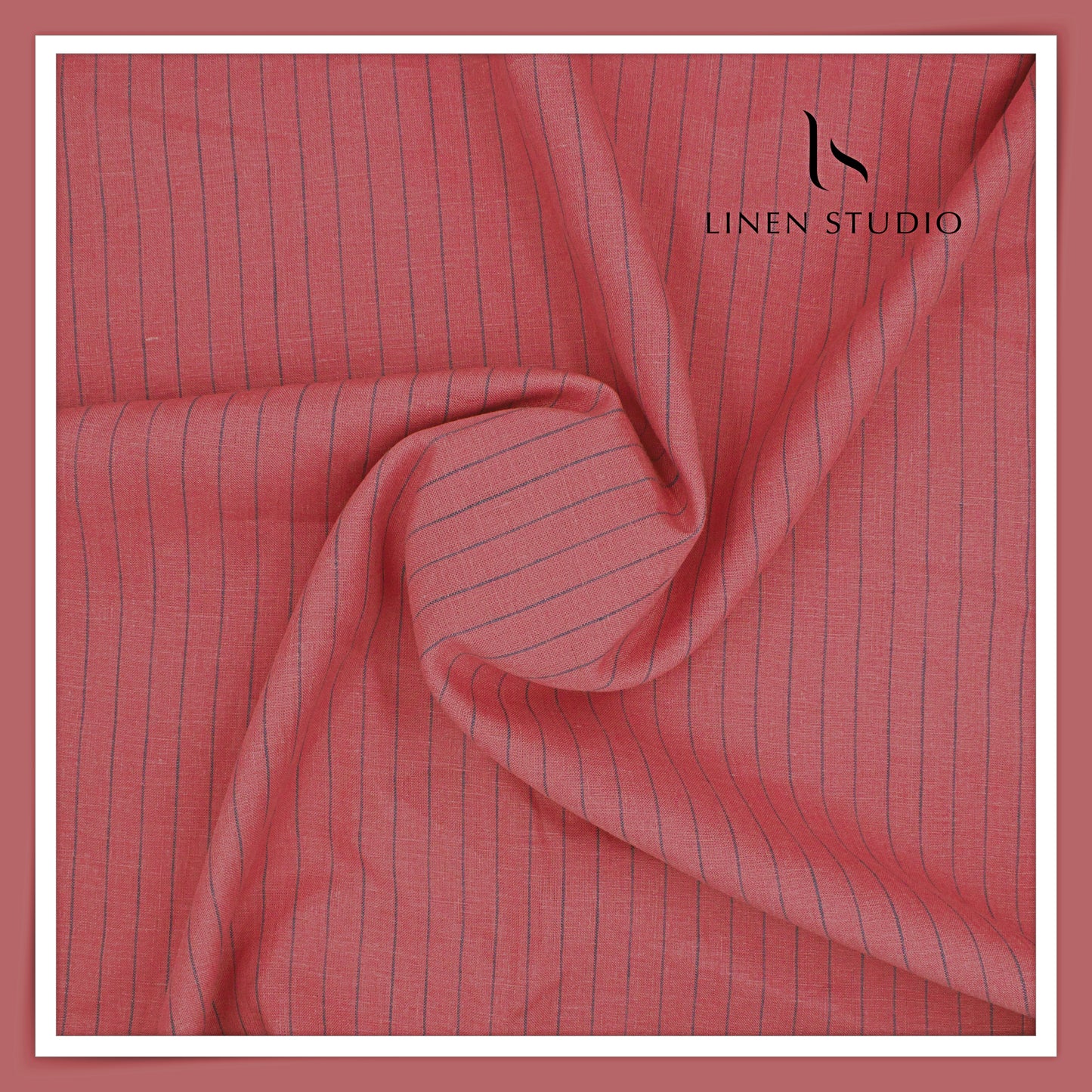 60 Lea Pure Linen Shirting by Burgoyne - Vale Rose Stripes (NEW)