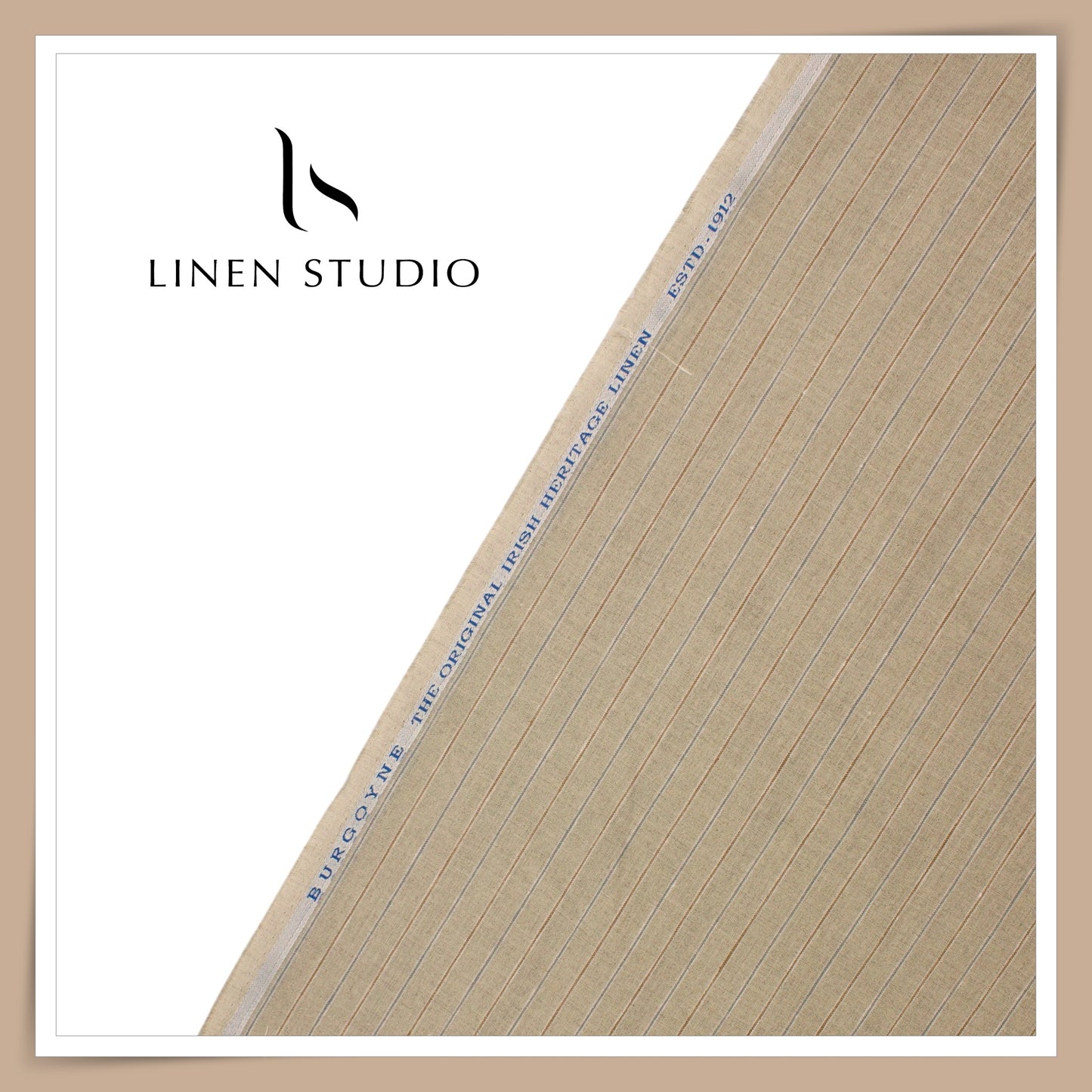 60 Lea Pure Linen Shirting by Burgoyne - Natural with Fancy Stripes (NEW)