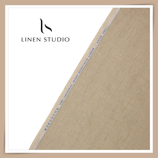 60 Lea Pure Linen Shirting by Burgoyne - Natural with Fancy Stripes (NEW)