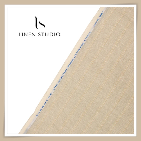 60 Lea Pure Linen Shirting by Burgoyne - Coral Reef Classic Stripes (NEW)