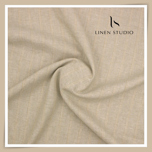 60 Lea Pure Linen Shirting by Burgoyne - Coral Reef Classic Stripes (NEW)