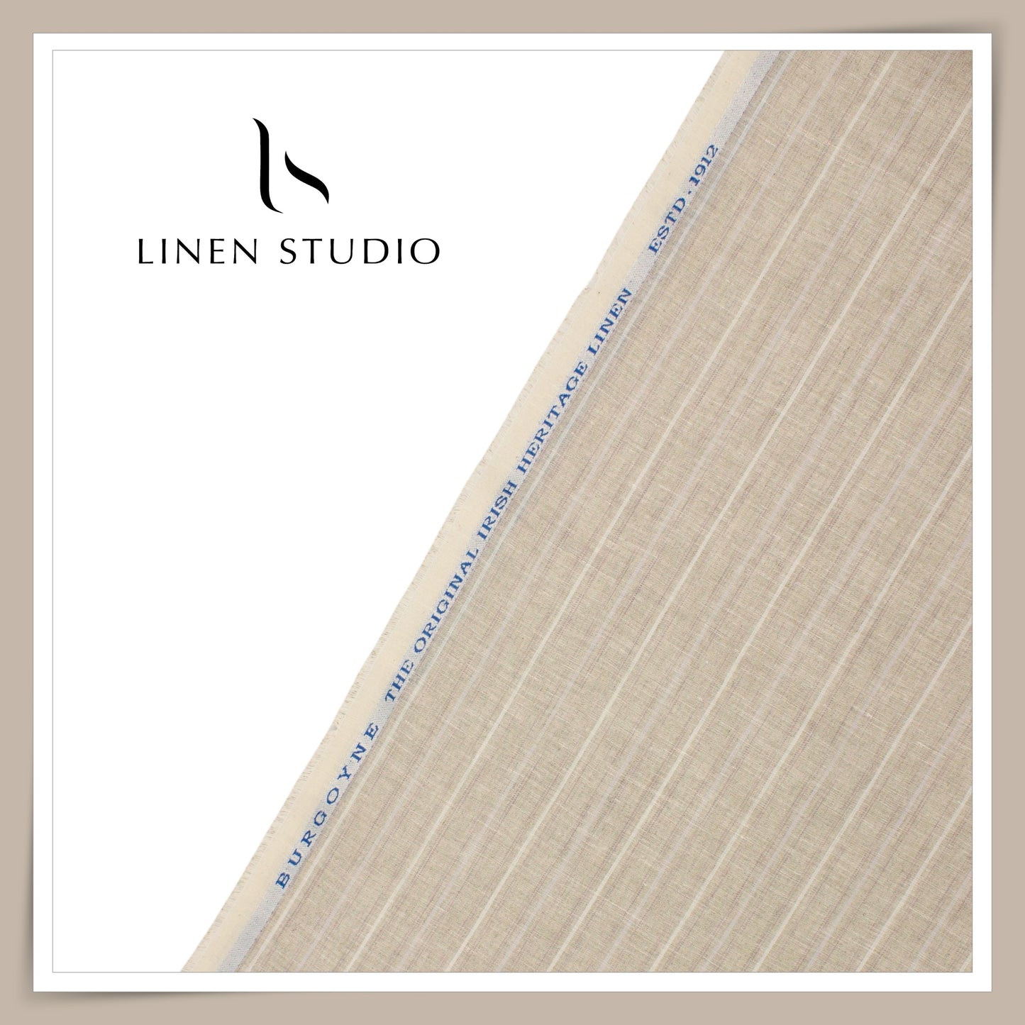 60 Lea Pure Linen Shirting by Burgoyne - Foggy Fancy Stripes (NEW)