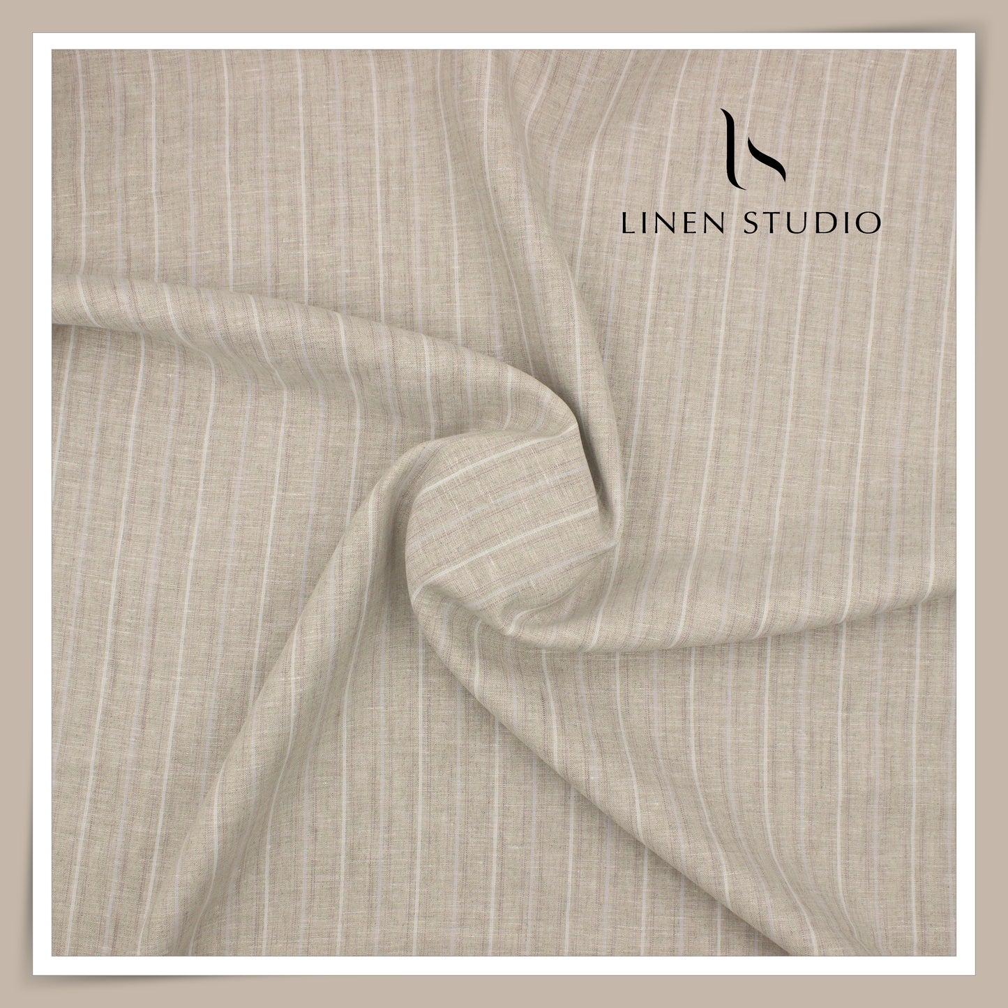 60 Lea Pure Linen Shirting by Burgoyne - Foggy Fancy Stripes (NEW)