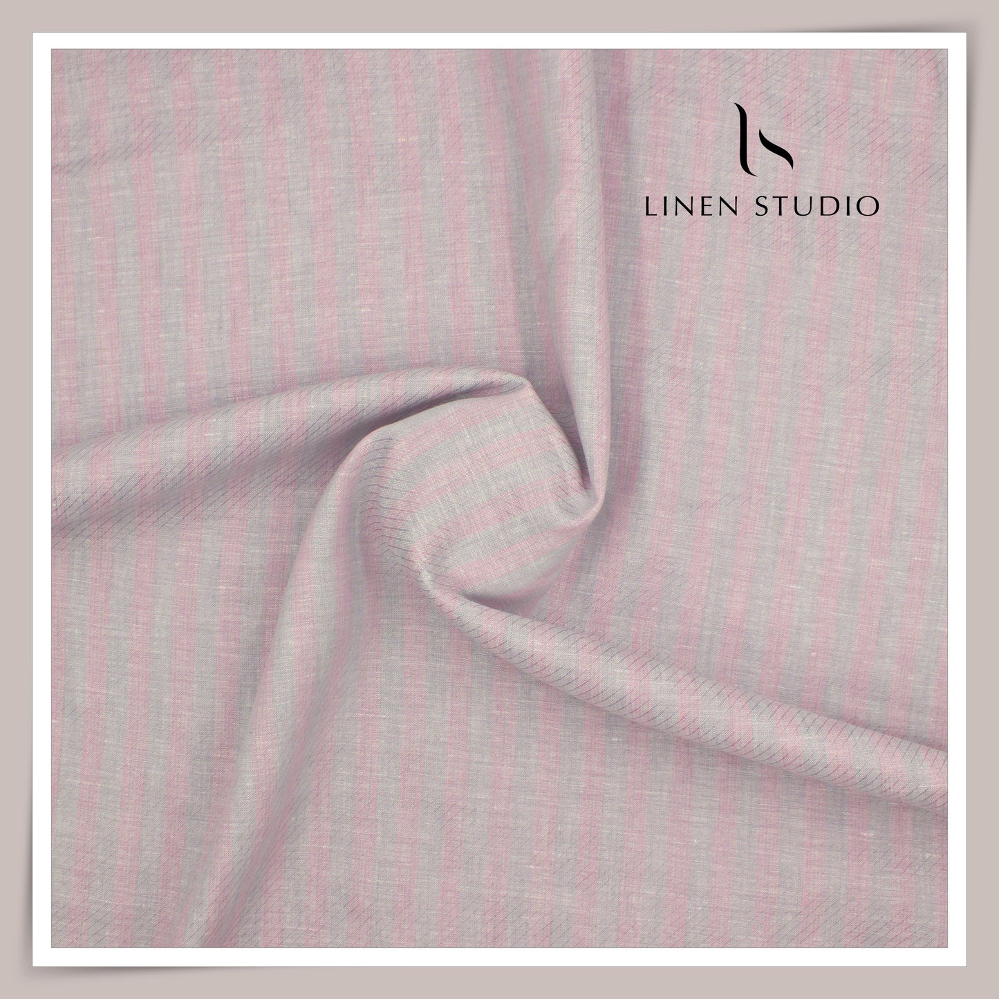 70 Lea Jacquard Shirting by Burgoyne - Bluish Grey & Pink Stripes with Dobby (NEW) (Zoom In)