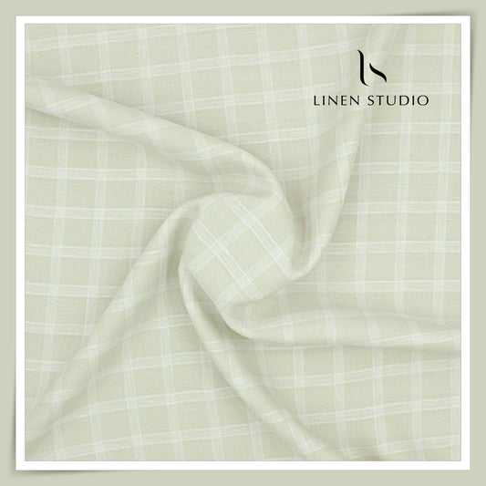 Burgoyne 60 Lea Pure Linen Shirting - Misty Moon Classic Checks (NEW)