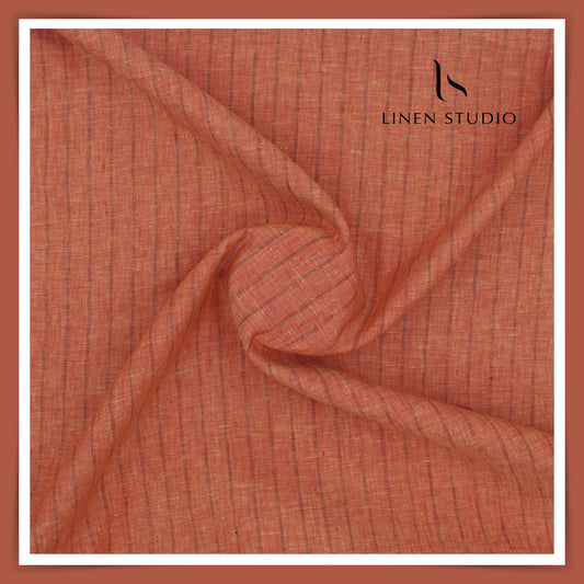 Burgoyne 60 Lea Pure Linen Shirting - Reddish Orange Stripes (NEW)