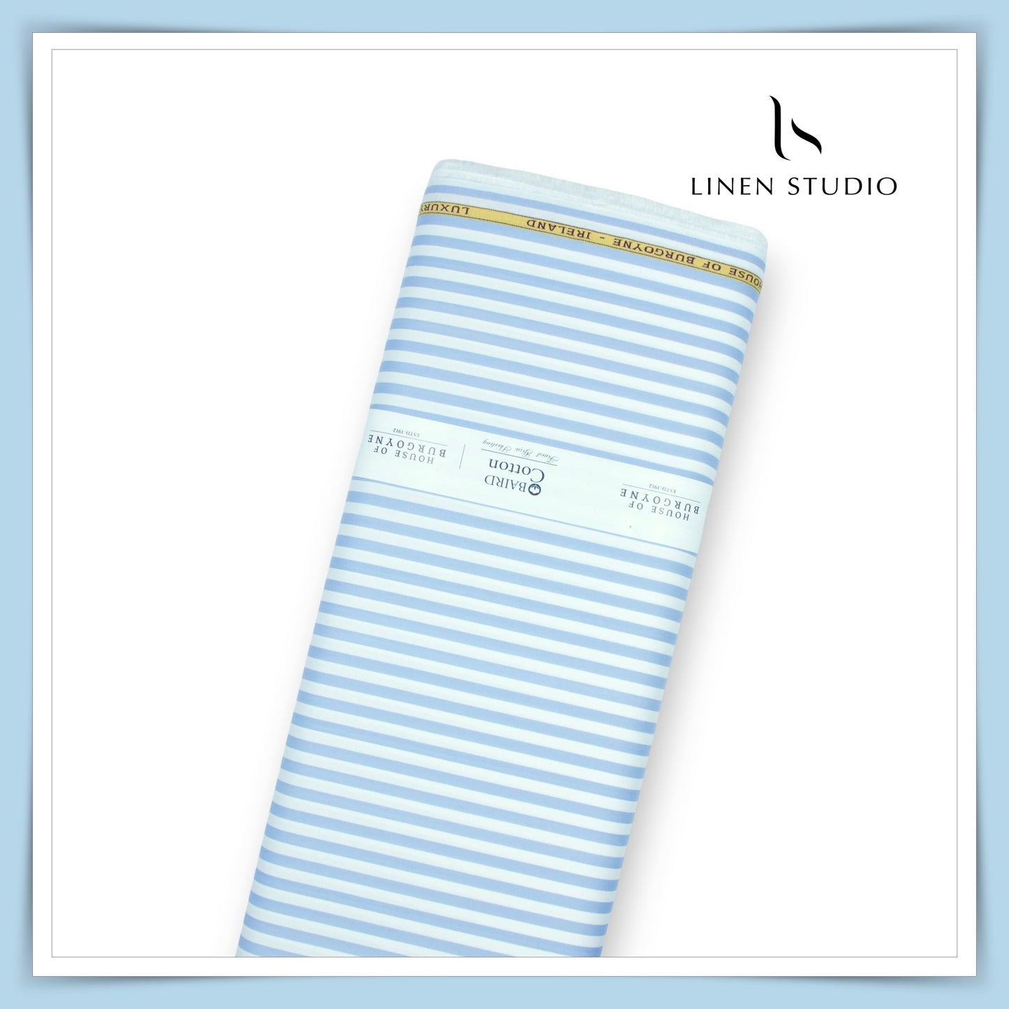 100% Finest Giza Cotton Shirting by Burgoyne - Blue Awning Stripes (NEW)