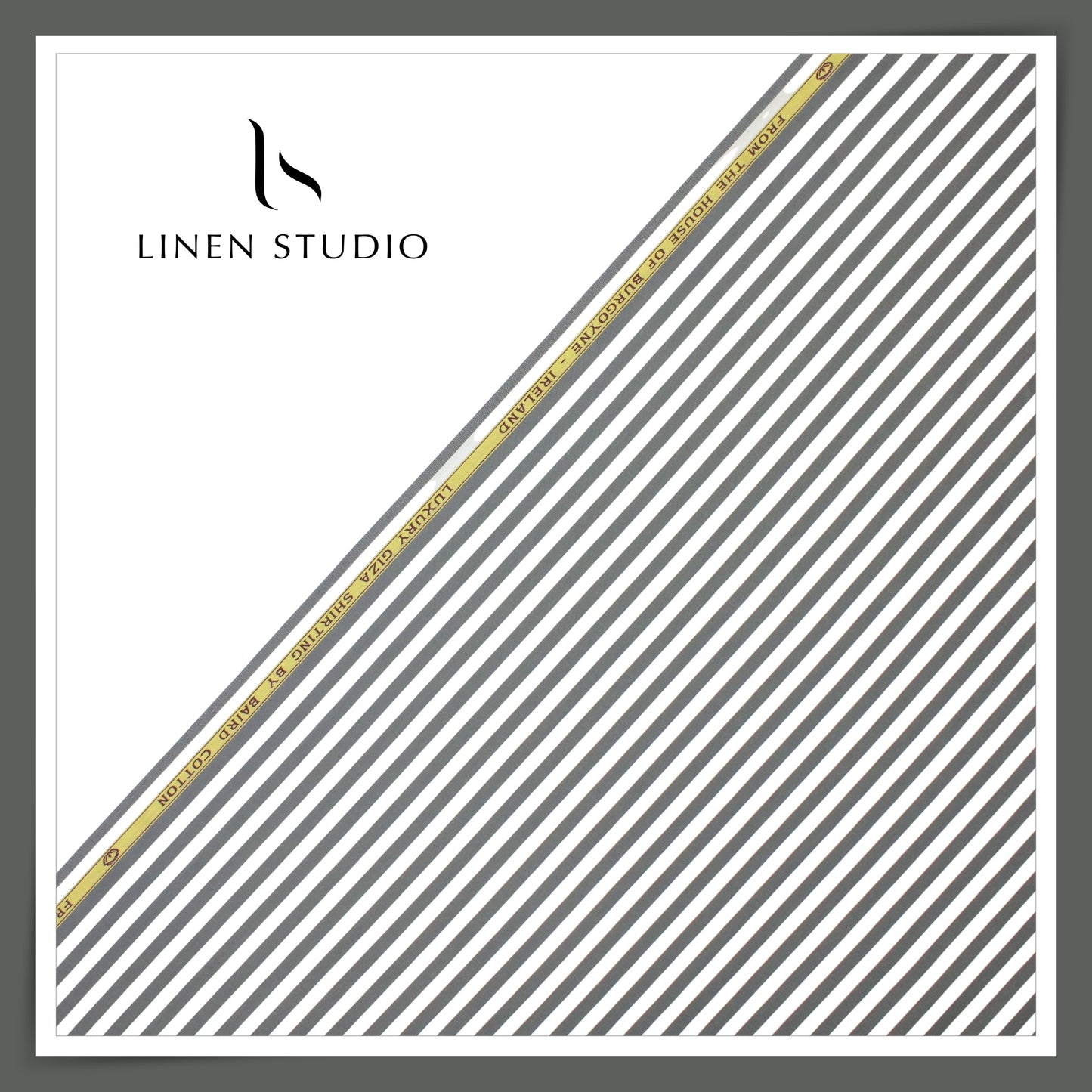 100% Finest Giza Cotton Shirting by Burgoyne - Oslo Grey Awning Stripes (NEW)