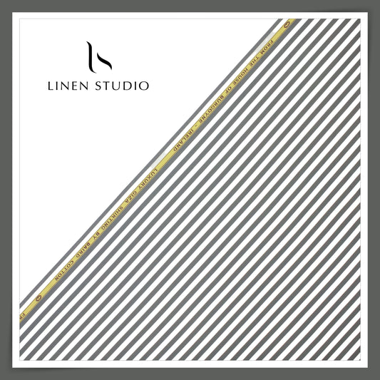 100% Finest Giza Cotton Shirting by Burgoyne - Oslo Grey Awning Stripes (NEW)