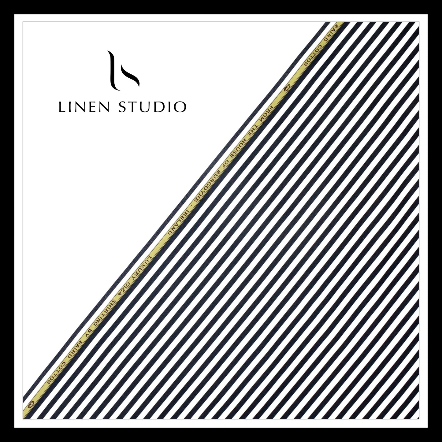 100% Finest Giza Cotton Shirting by Burgoyne - Black & White Awning Stripes (NEW)