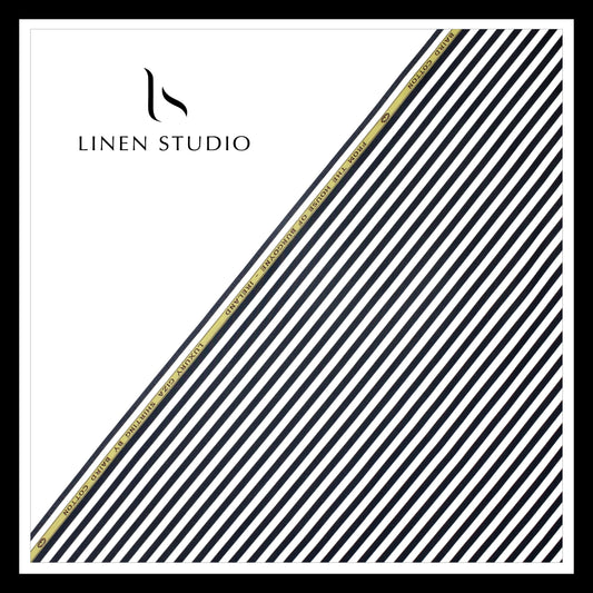 100% Finest Giza Cotton Shirting by Burgoyne - Black & White Awning Stripes (NEW)