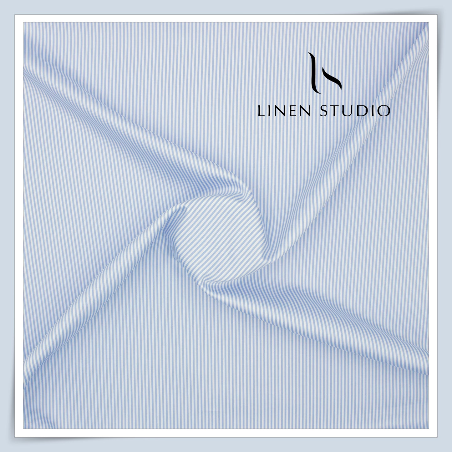 100% Finest Giza Cotton Shirting by Burgoyne - Cloudy Blue Candy Stripes (NEW)