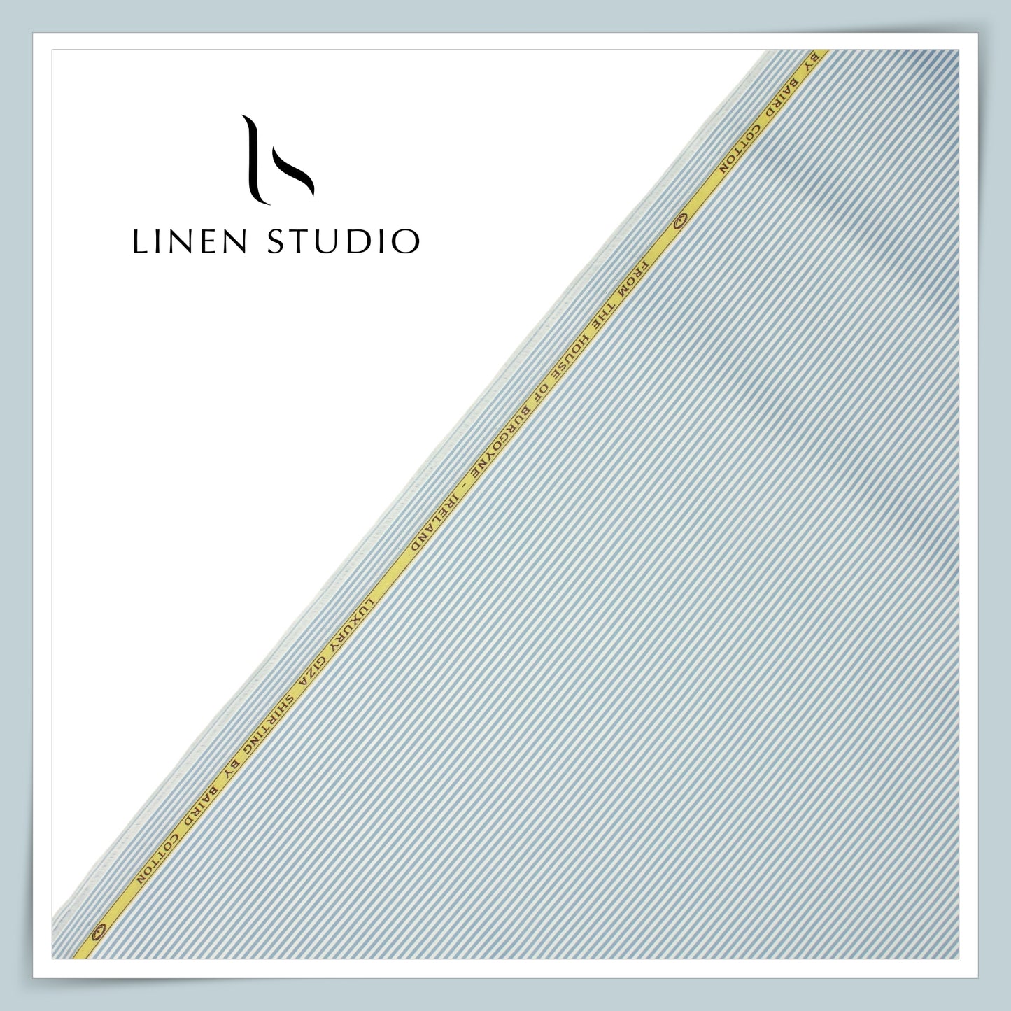 100% Finest Giza Cotton Shirting by Burgoyne - Casper Blue Candy Stripes (NEW)