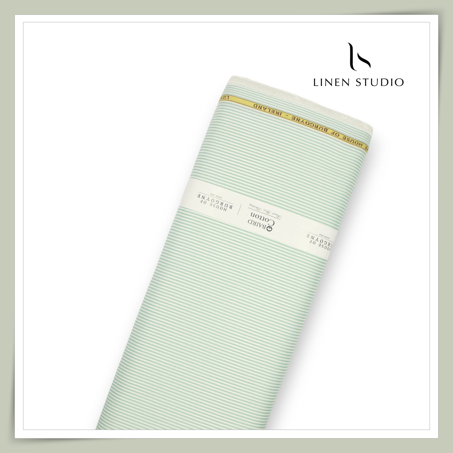 100% Finest Giza Cotton Shirting by Burgoyne - Green Candy Stripes (NEW)