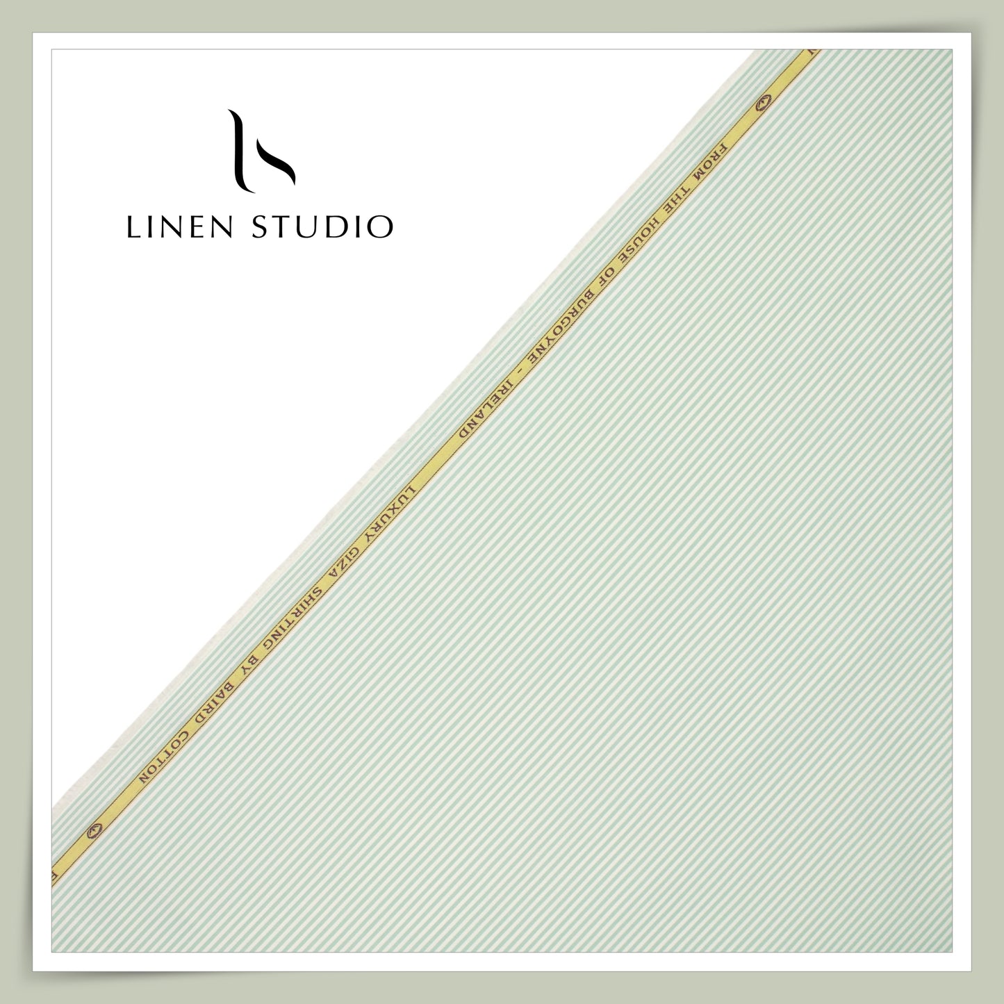 100% Finest Giza Cotton Shirting by Burgoyne - Green Candy Stripes (NEW)