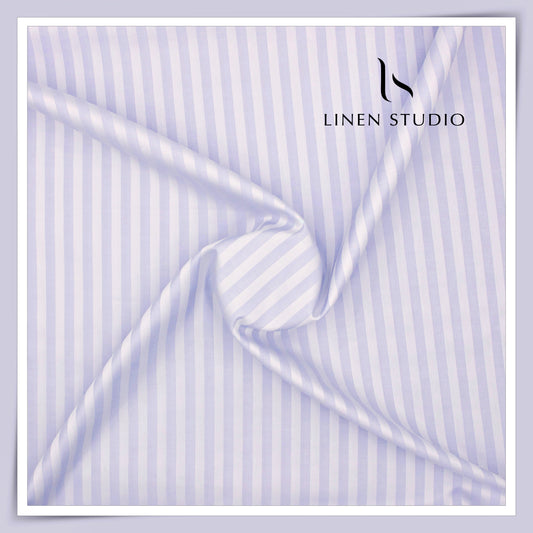 100% Finest Giza Cotton Shirting by Burgoyne - Lavender Stripes (NEW)