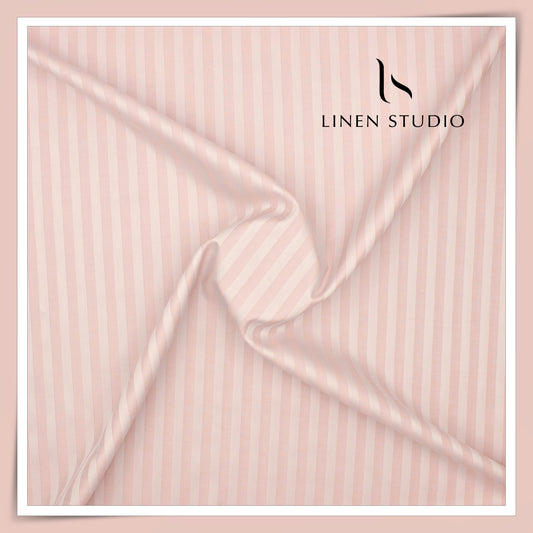 100% Finest Giza Cotton Shirting by Burgoyne - Rose Gold Stripes (NEW)
