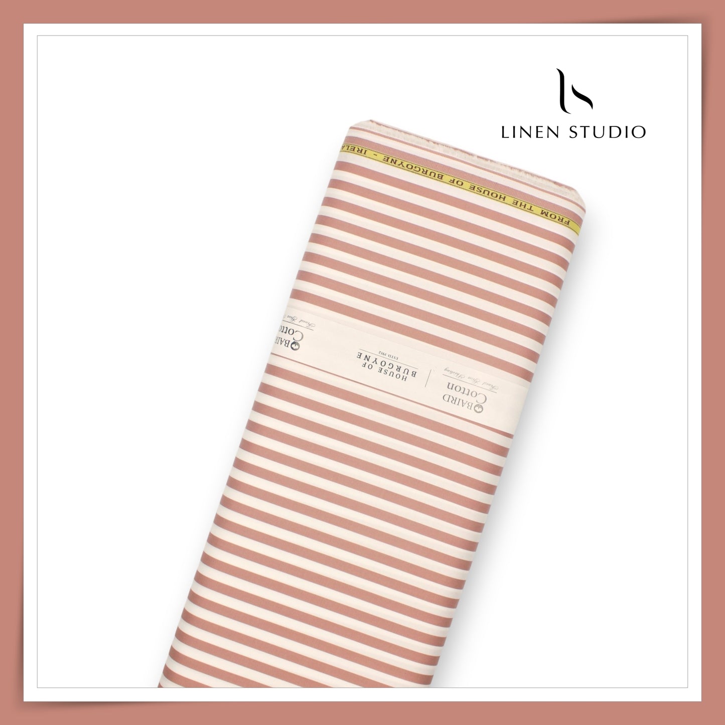 100% Finest Giza Cotton Shirting by Burgoyne - White & Autumn Awning Stripes (NEW)