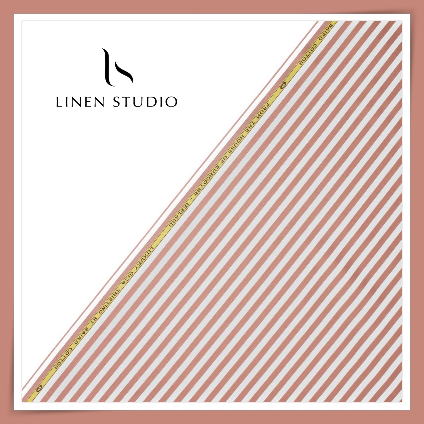 100% Finest Giza Cotton Shirting by Burgoyne - White & Autumn Awning Stripes (NEW)