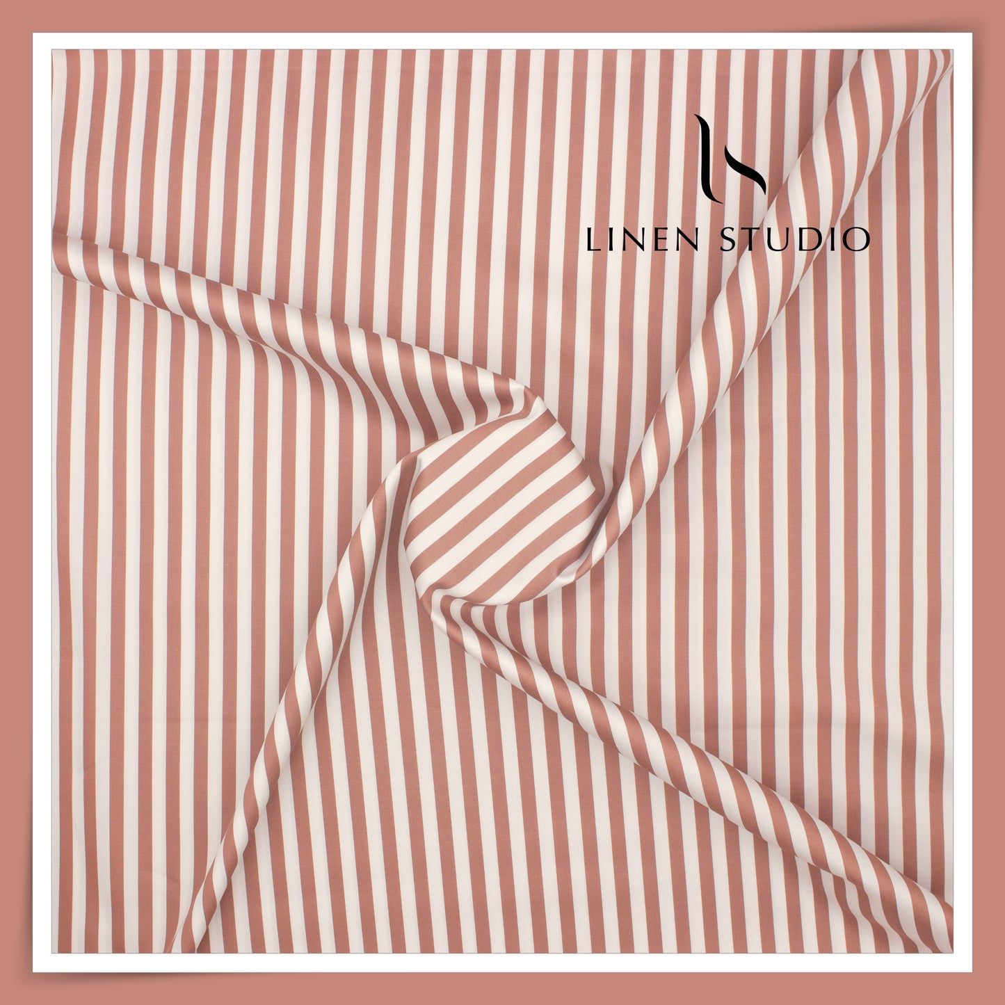 100% Finest Giza Cotton Shirting by Burgoyne - White & Autumn Awning Stripes (NEW)
