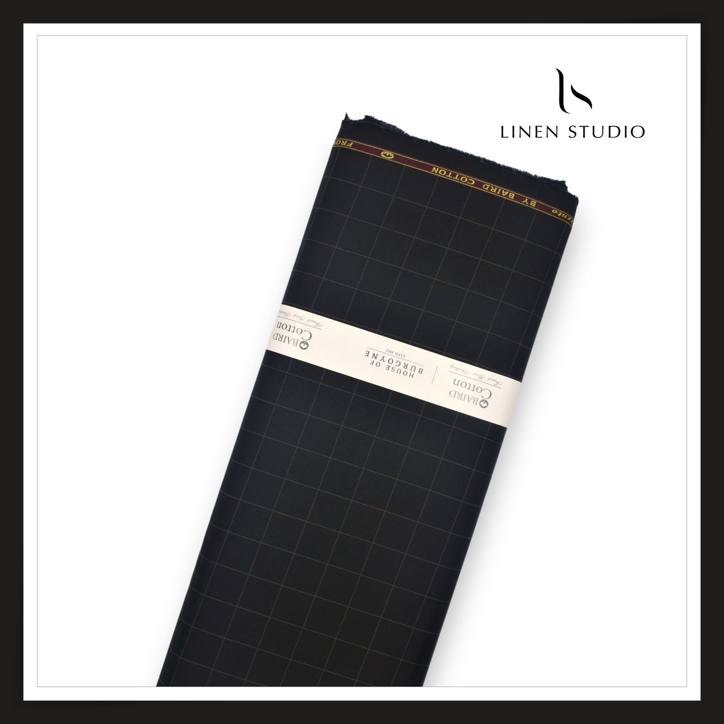 100% Finest Giza Cotton Shirting by Burgoyne - Black Classic Checks (NEW) (Fastest Selling)
