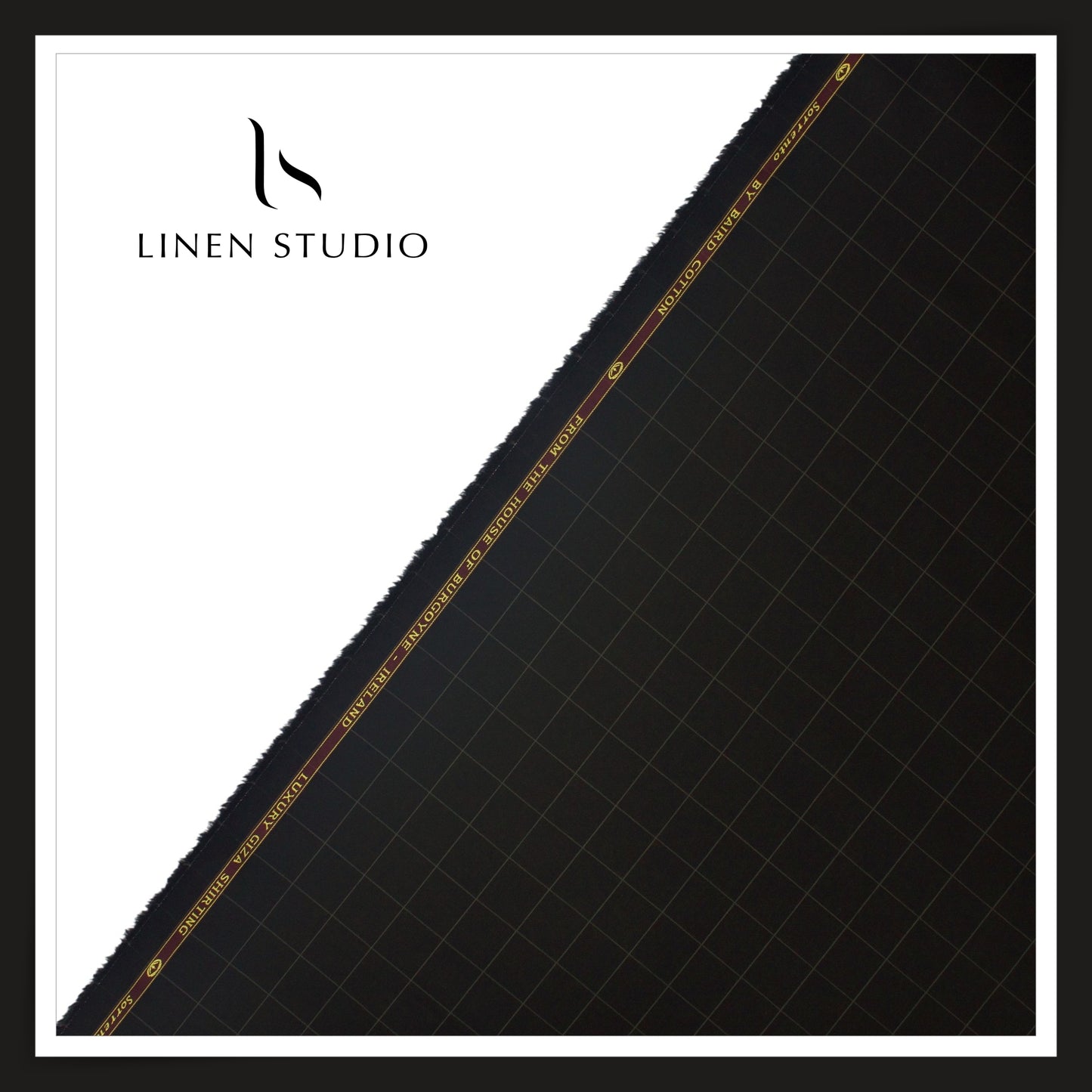 100% Finest Giza Cotton Shirting by Burgoyne - Black Classic Checks (NEW) (Fastest Selling)