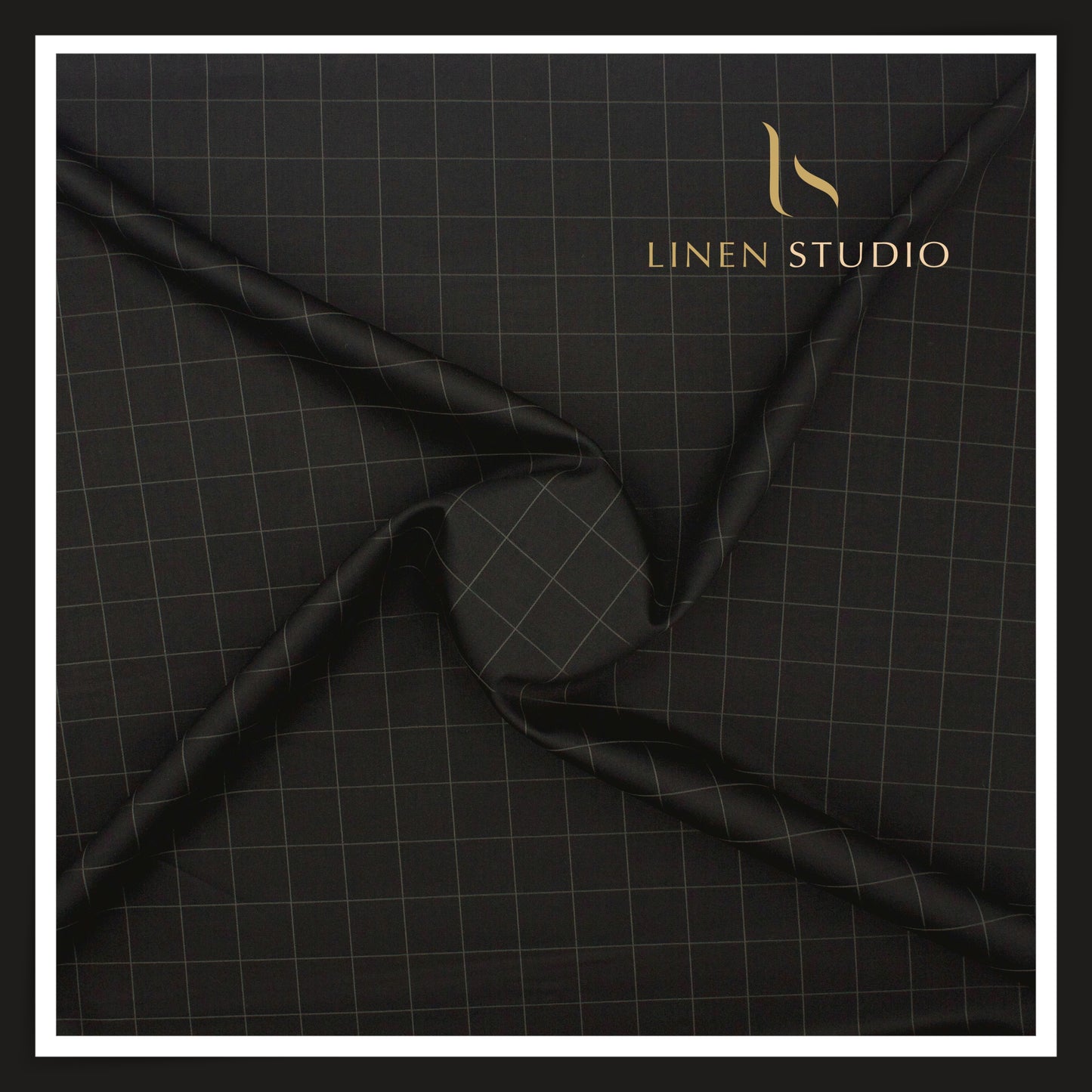 100% Finest Giza Cotton Shirting by Burgoyne - Black Classic Checks (NEW) (Fastest Selling)