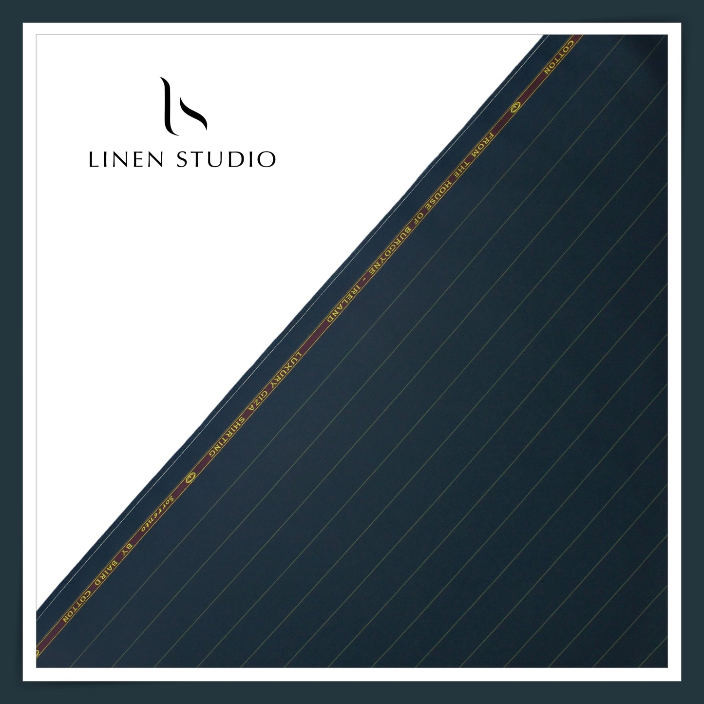 100% Finest Giza Cotton Shirting by Burgoyne - Dark Peacock Blue Stripes (NEW) (Fastest Selling)
