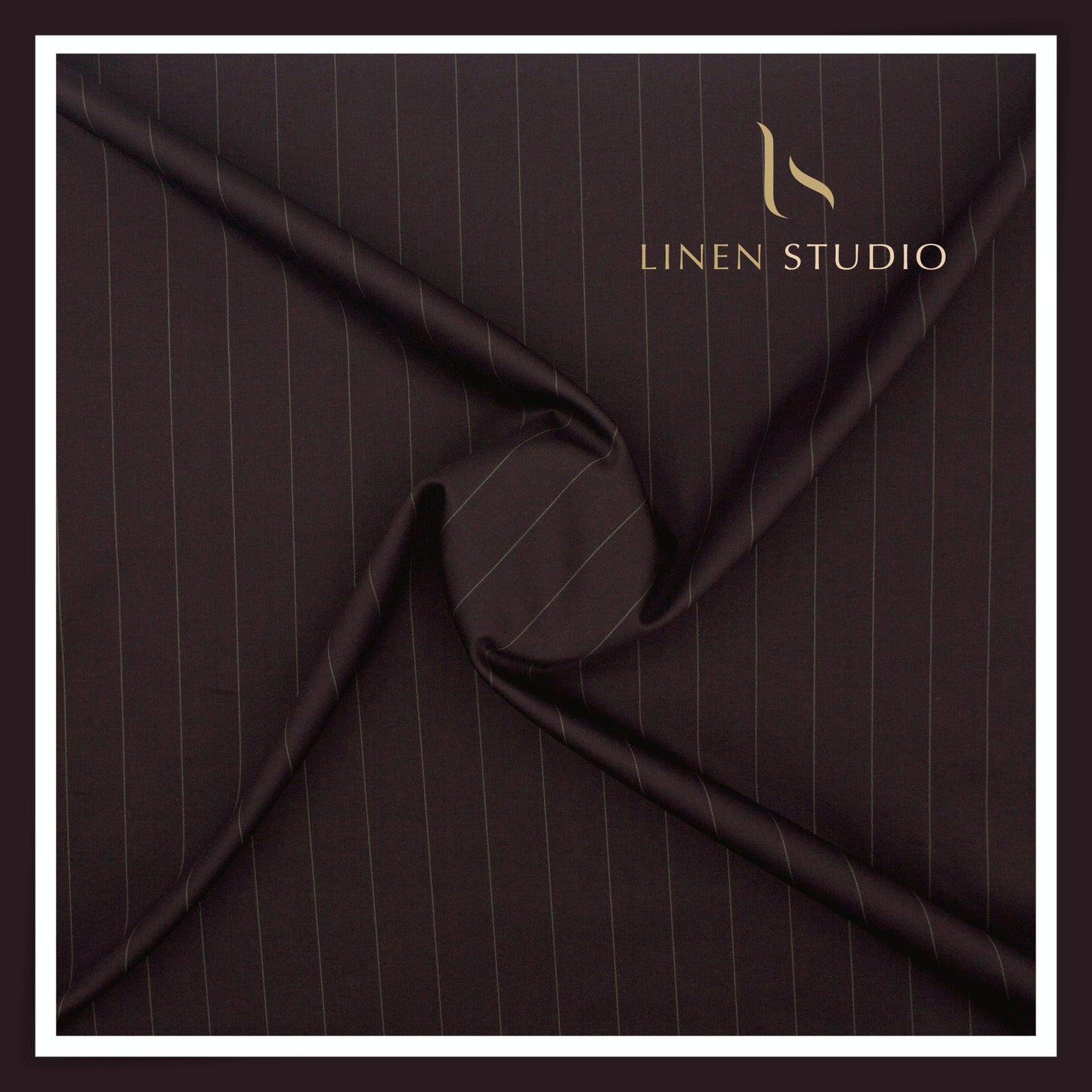 100% Finest Giza Cotton Shirting by Burgoyne - Oil Brown Stripes (NEW) (Fastest Selling)